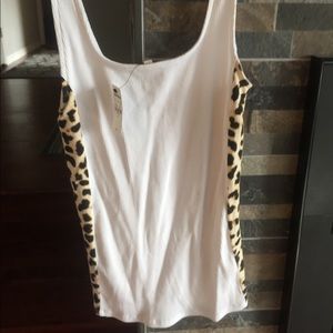 Express white tank with leopard sides